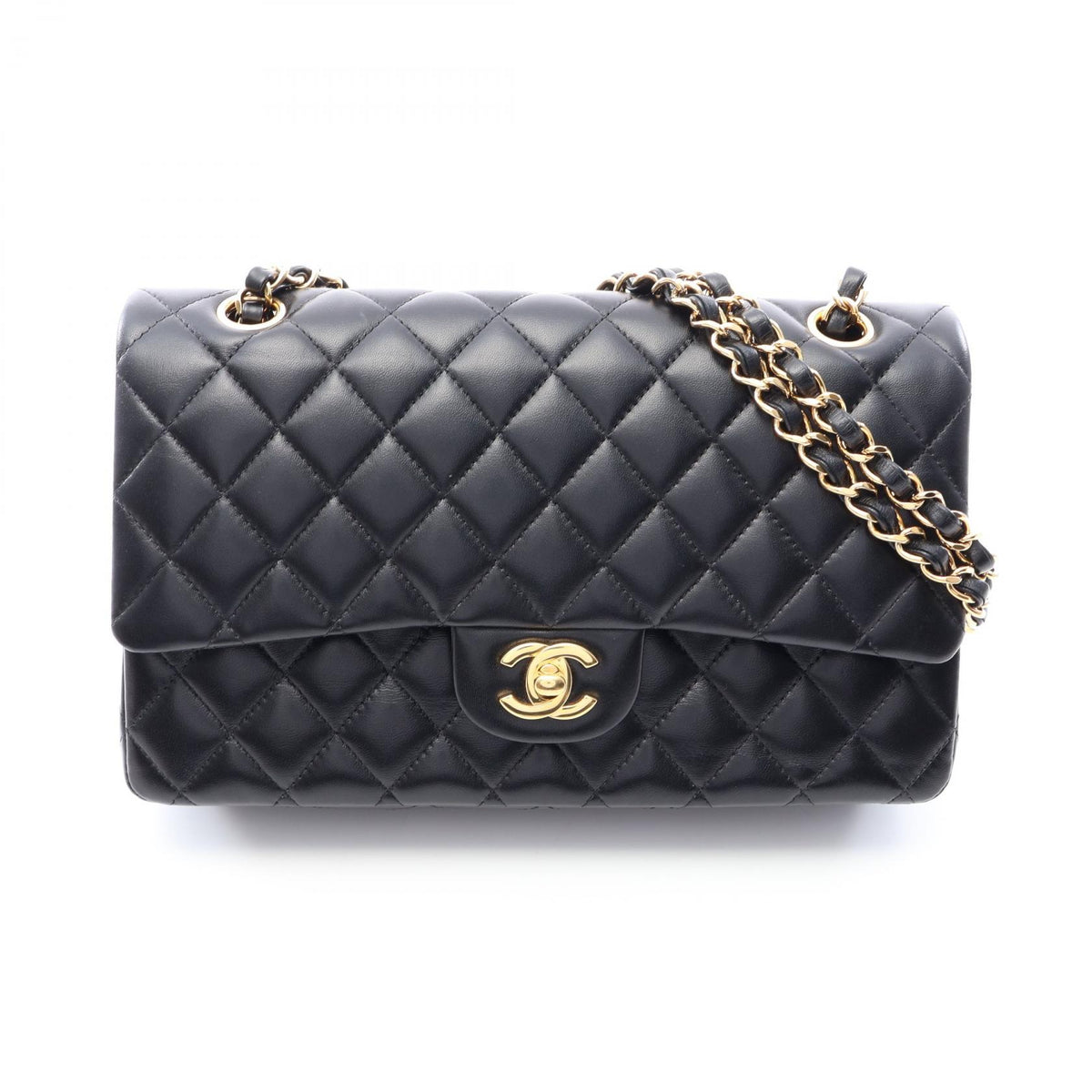 CHANEL Black Lambskin Shoulder Bag