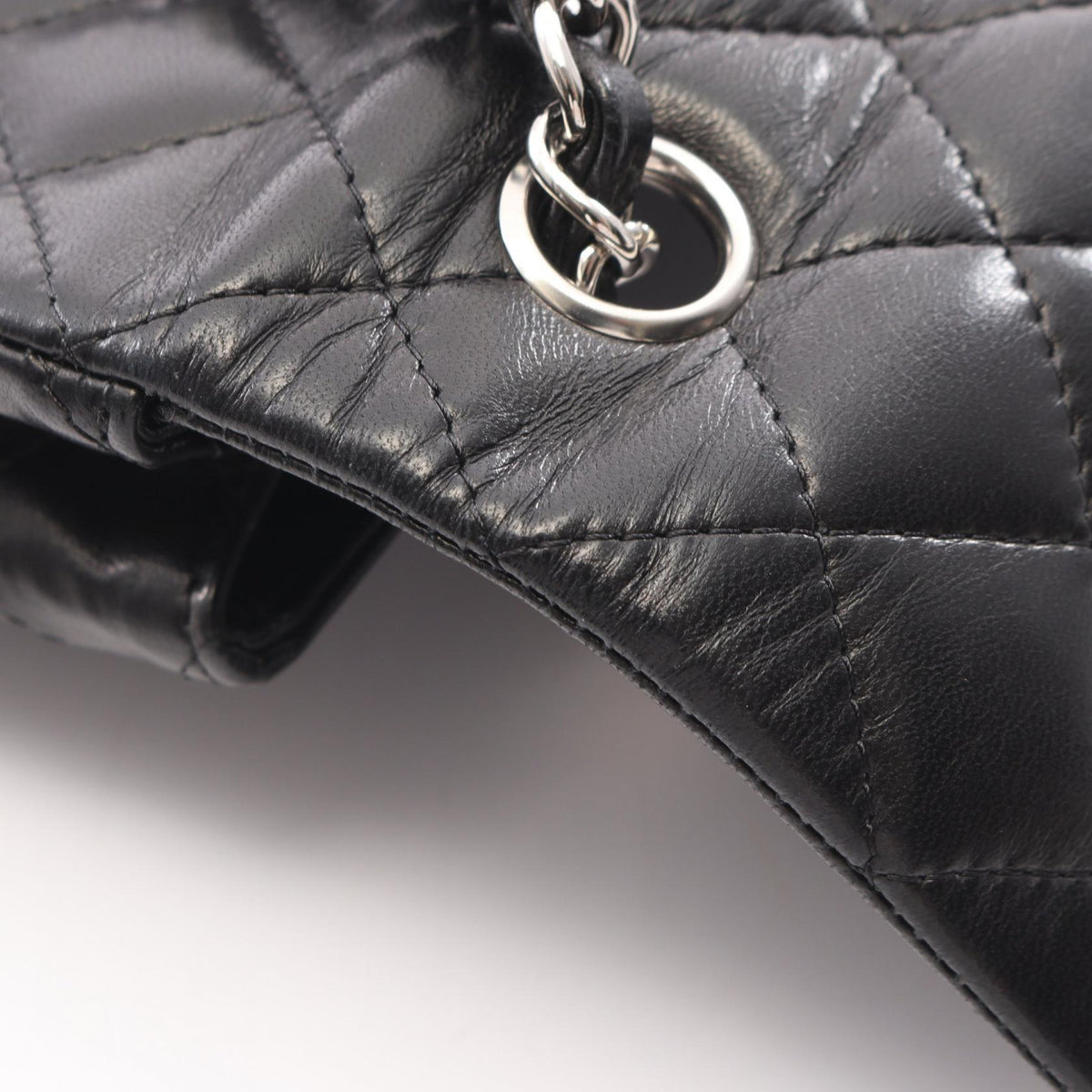 CHANEL Matelasse East West Black Lambskin Shoulder Bag