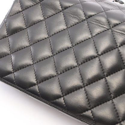CHANEL Matelasse East West Black Lambskin Shoulder Bag