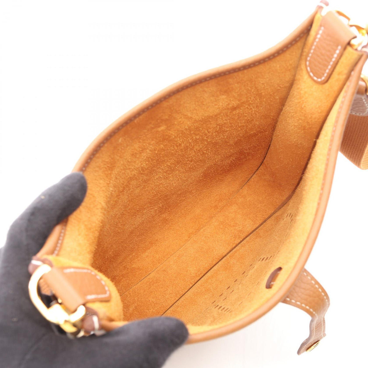 HERMES Evelyne 23 Gold Brown Shoulder Bag