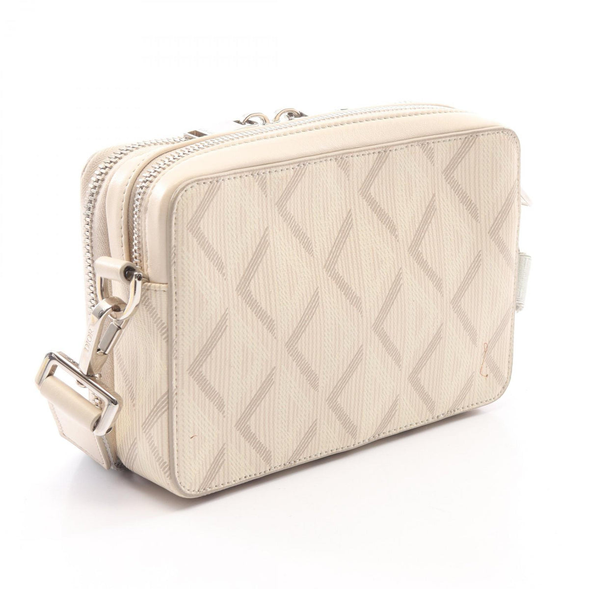 Dior CD Diamond Messenger Pouch PVC Coated Canvas Beige