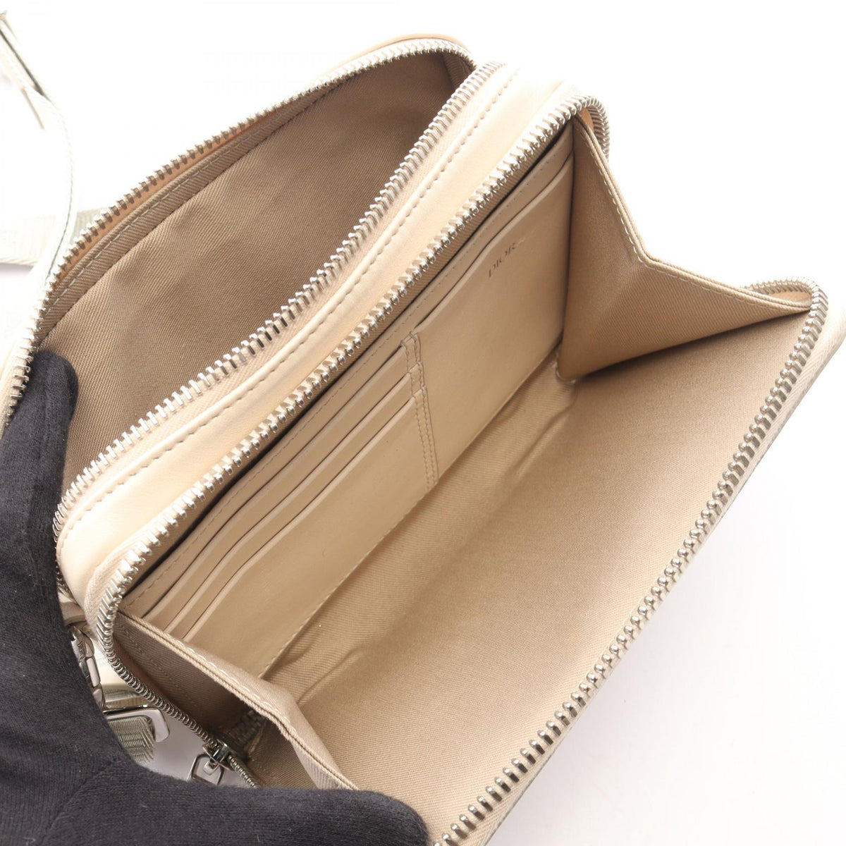 Dior CD Diamond Messenger Pouch PVC Coated Canvas Beige