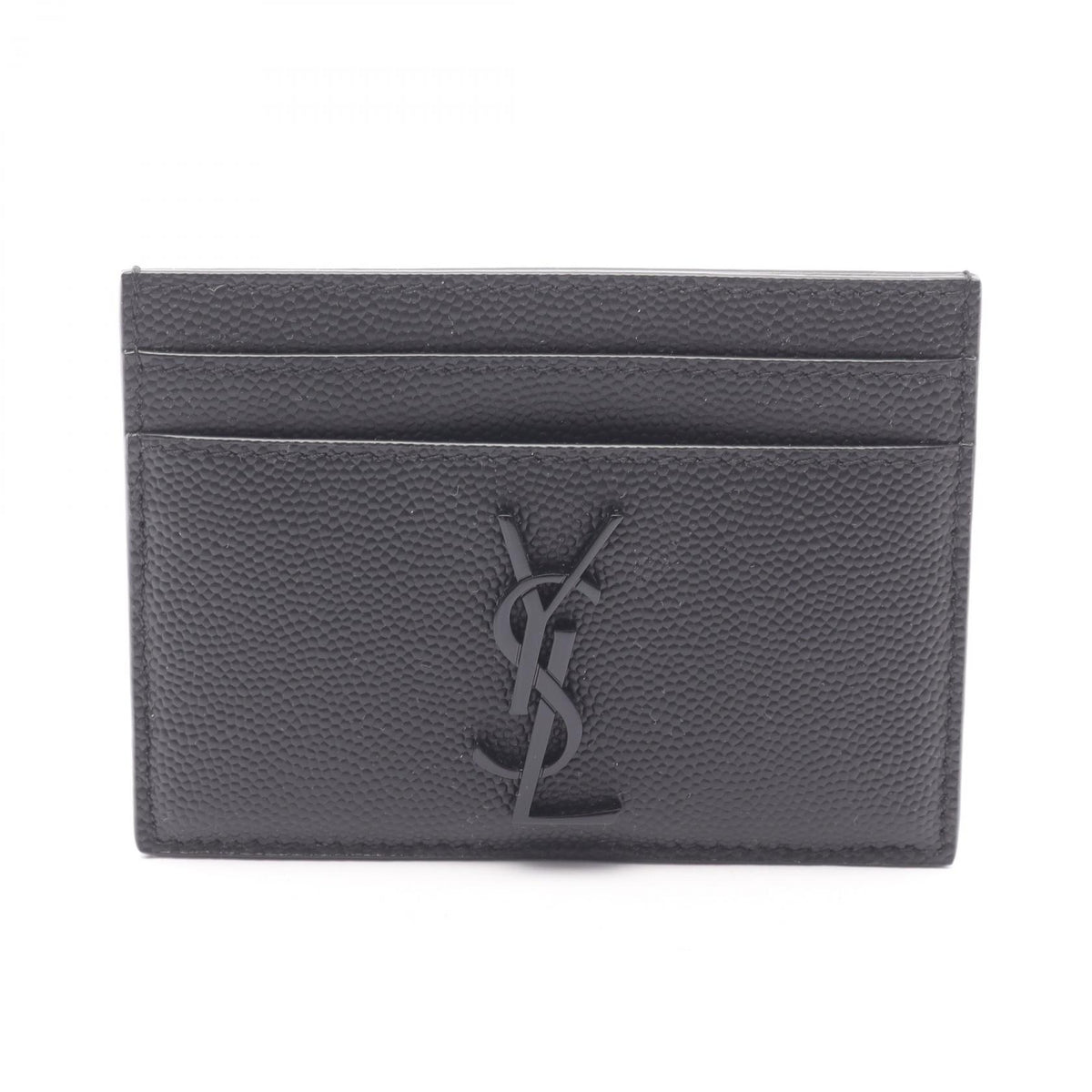 SAINT LAURENT PARIS Cassandra Leather Card Holder Black Card Case
