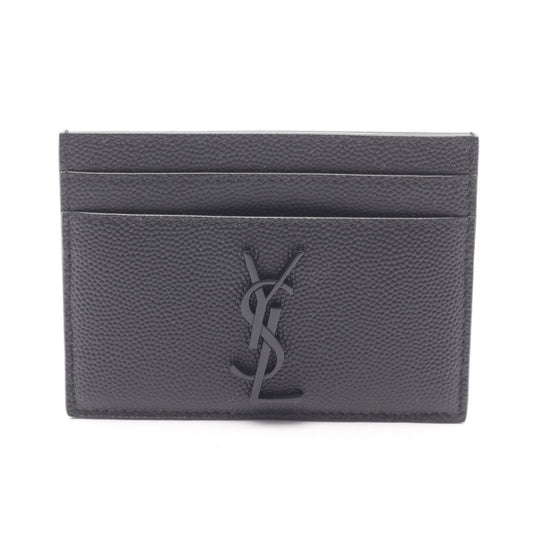 SAINT LAURENT PARIS Cassandra Leather Card Holder Black Card Case