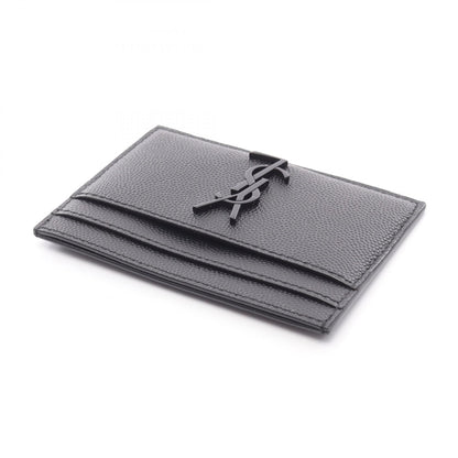 SAINT LAURENT PARIS Cassandra Leather Card Holder Black Card Case