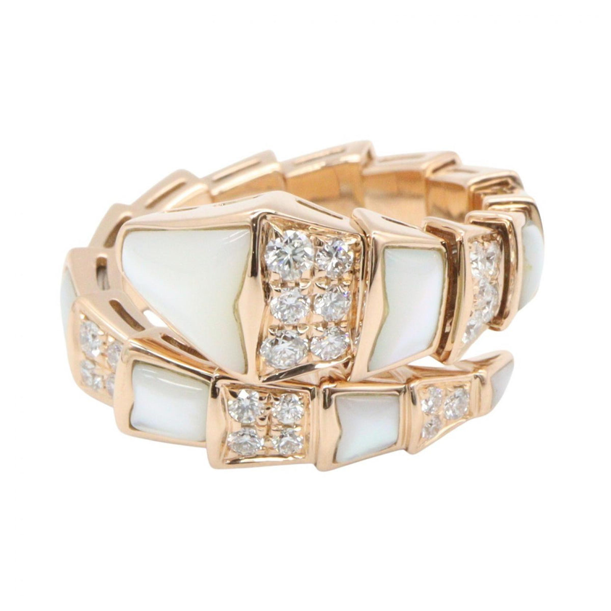 BVLGARI Serpenti XL MOP Diamond Ring Size JP 12.5