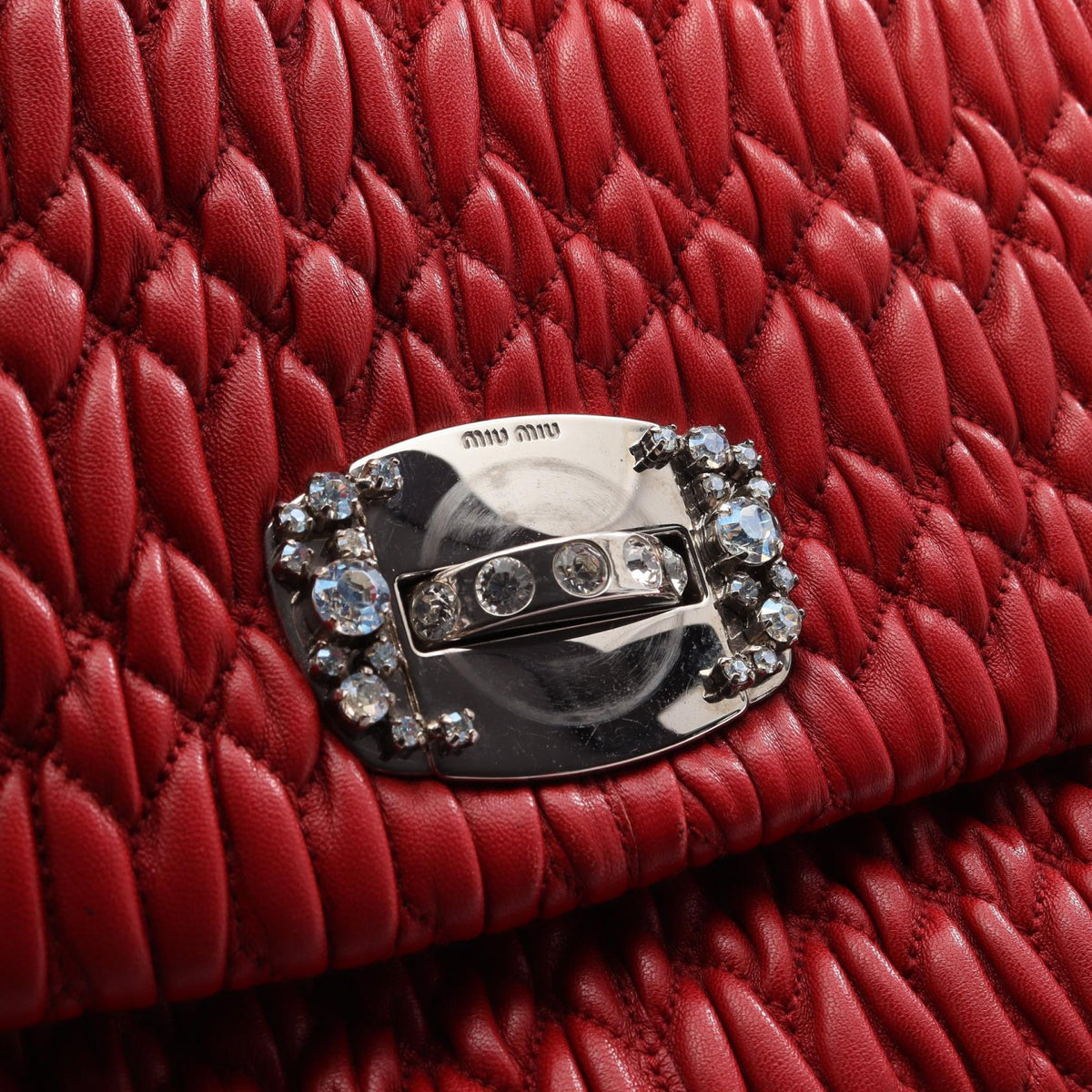 Miu Miu Red Matelasse Nappa Shoulder Bag