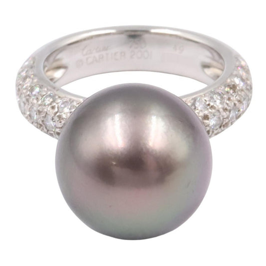 CARTIER So Pretty Diamond Black Pearl K18WG Ring Size JP 8.5