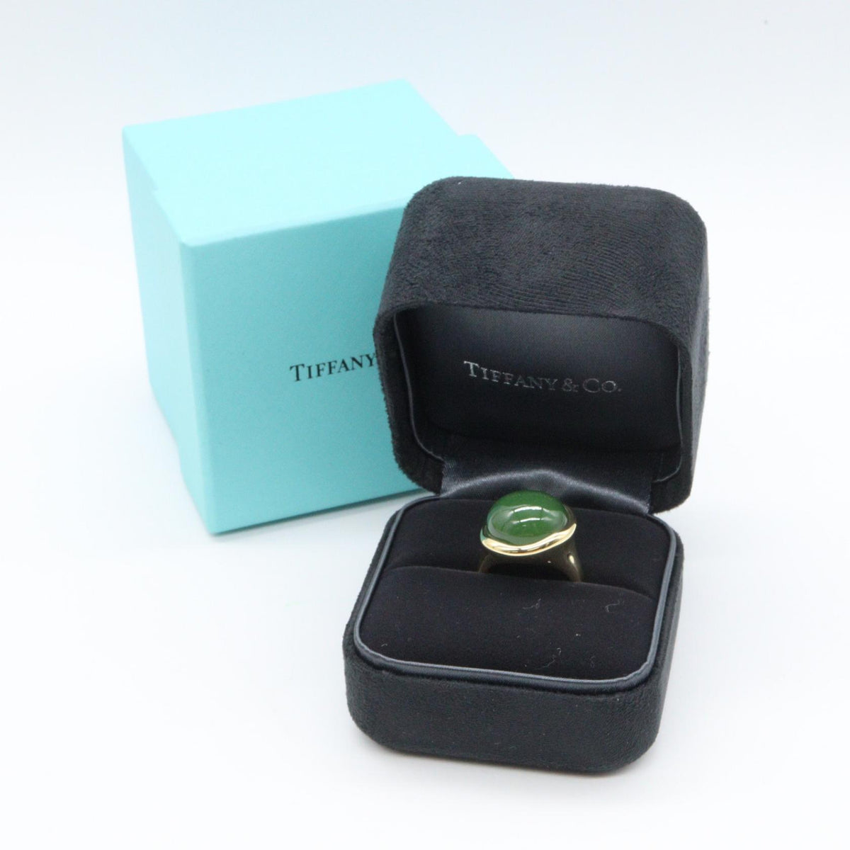 TIFFANY&CO Elsa Peretti Nephrite K18 YG Ring Size JP 11