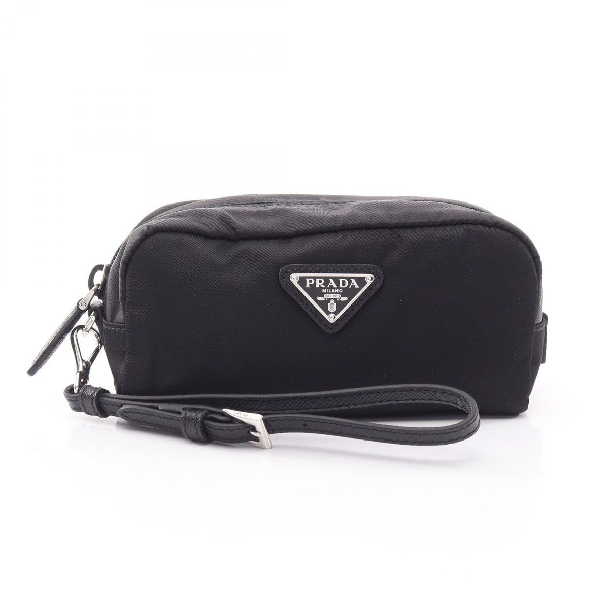 PRADA Re-Nylon Leather Pouch Black