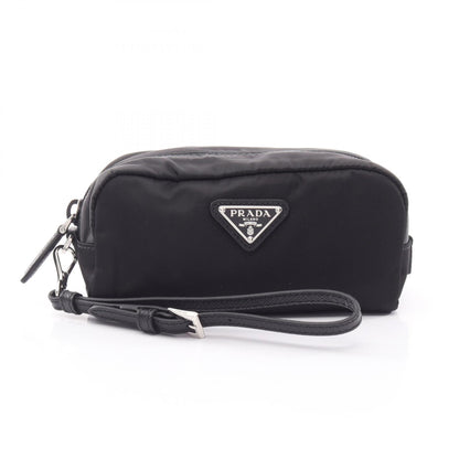 PRADA Re-Nylon Leather Pouch Black