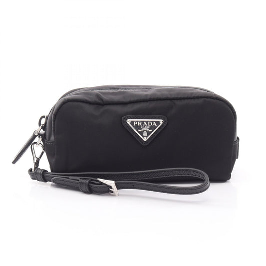 PRADA Re-Nylon Leather Pouch Black