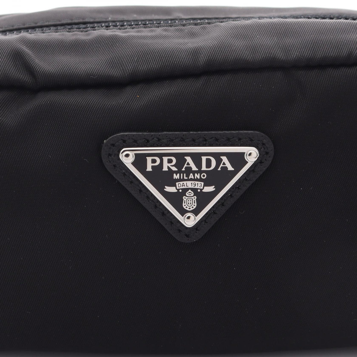 PRADA Re-Nylon Leather Pouch Black