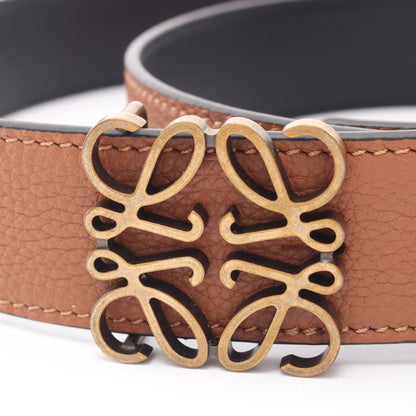 LOEWE Anagram Reversible Leather Belt Antique Gold Size 100