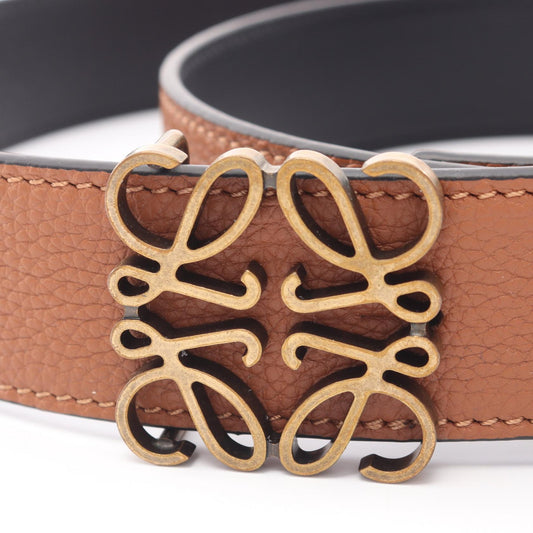LOEWE Anagram Reversible Leather Belt Antique Gold Size 100