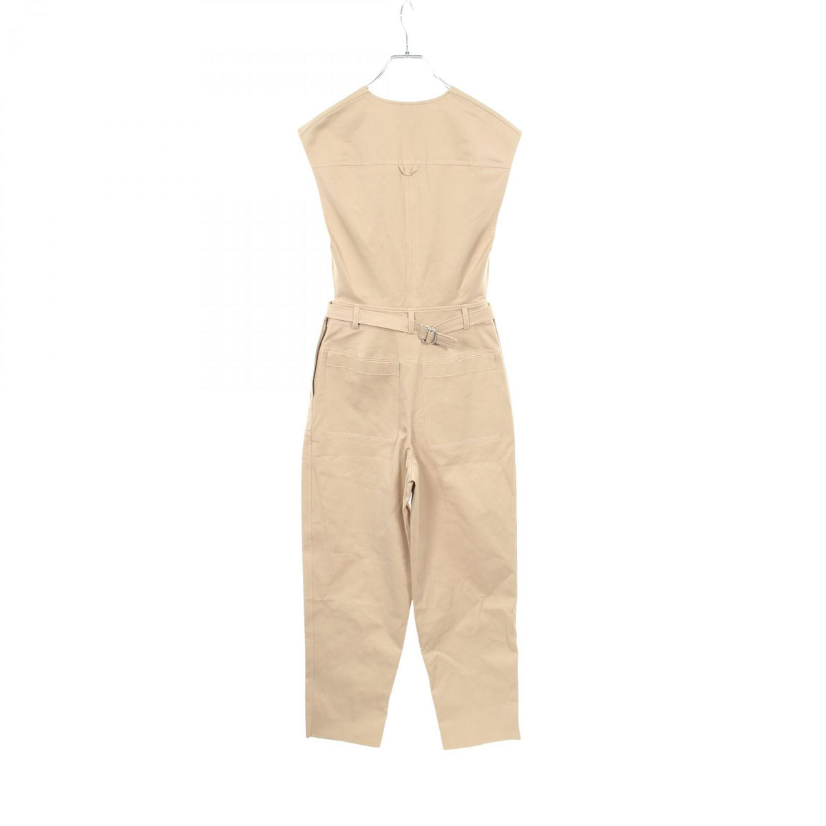 HERMES Sleeveless Cotton Jumpsuit Beige Size 36