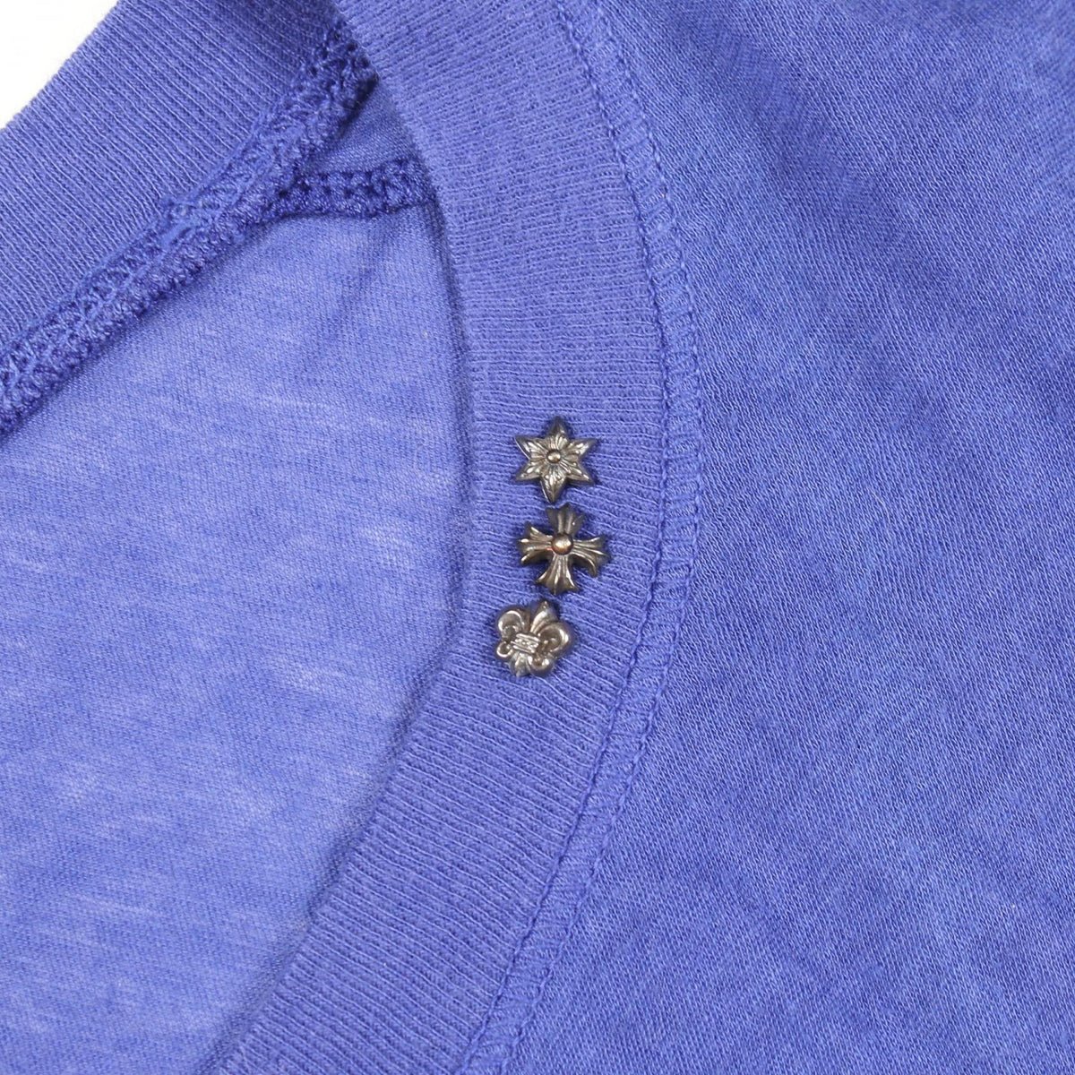 CHROME HEARTS Blue Vertical Logo Cotton T-Shirt Size S