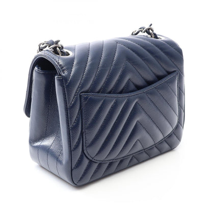 CHANEL Chevron V-Stitch Mini Caviar Navy Shoulder Bag