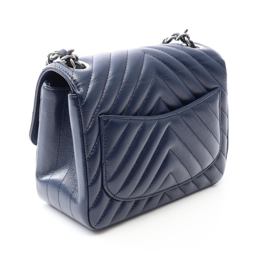 CHANEL Chevron V-Stitch Mini Caviar Navy Shoulder Bag