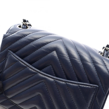 CHANEL Chevron V-Stitch Mini Caviar Navy Shoulder Bag