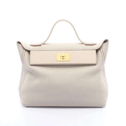 HERMES 24/24 35 Togo Leather Pearl Gray Handbag