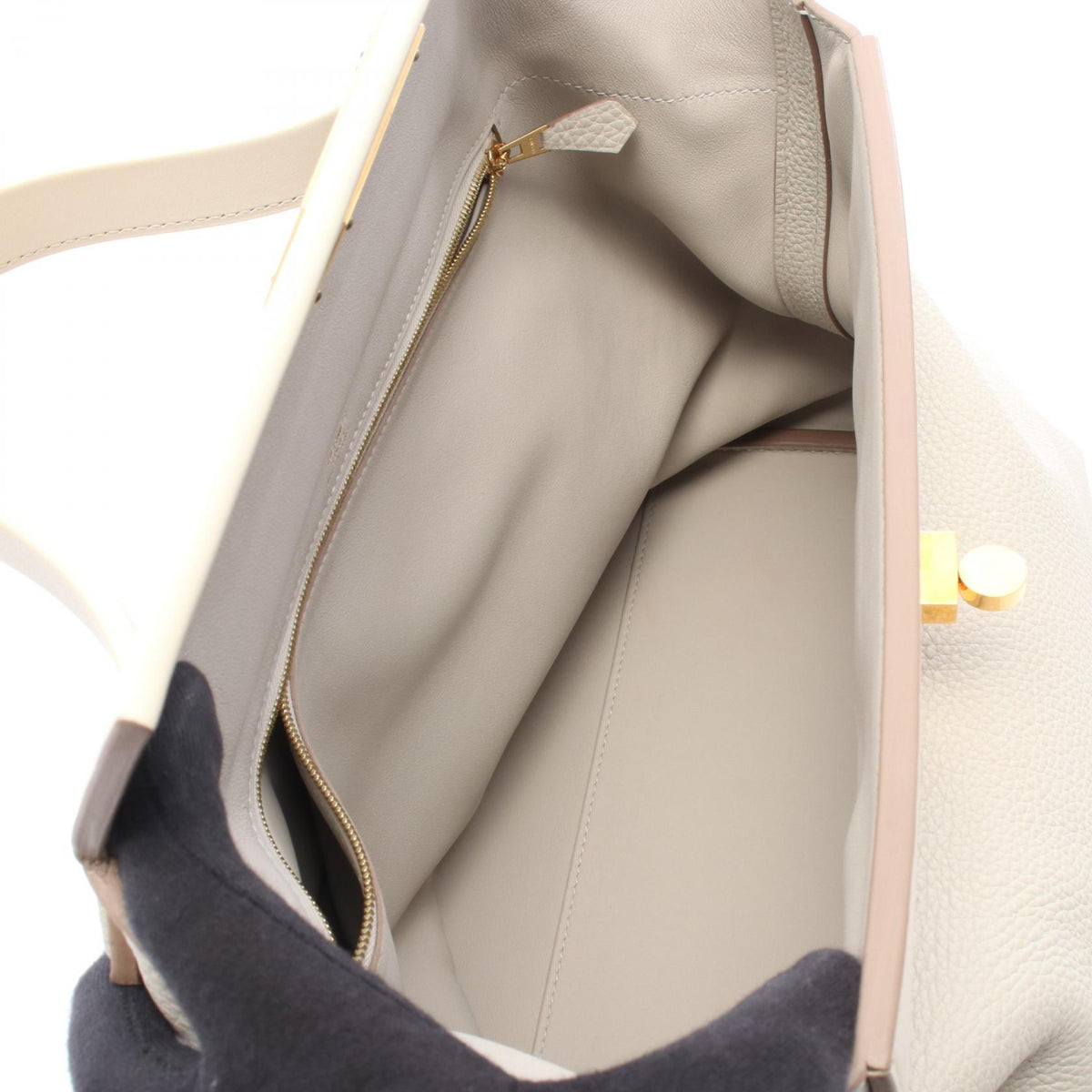 HERMES 24/24 35 Togo Leather Pearl Gray Handbag