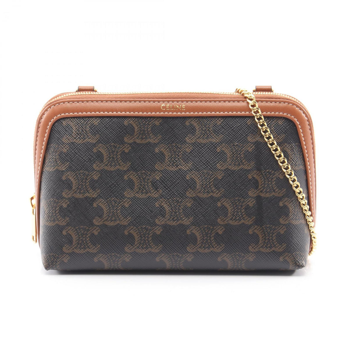 CELINE Chain Clutch Triomphe Shoulder Bag