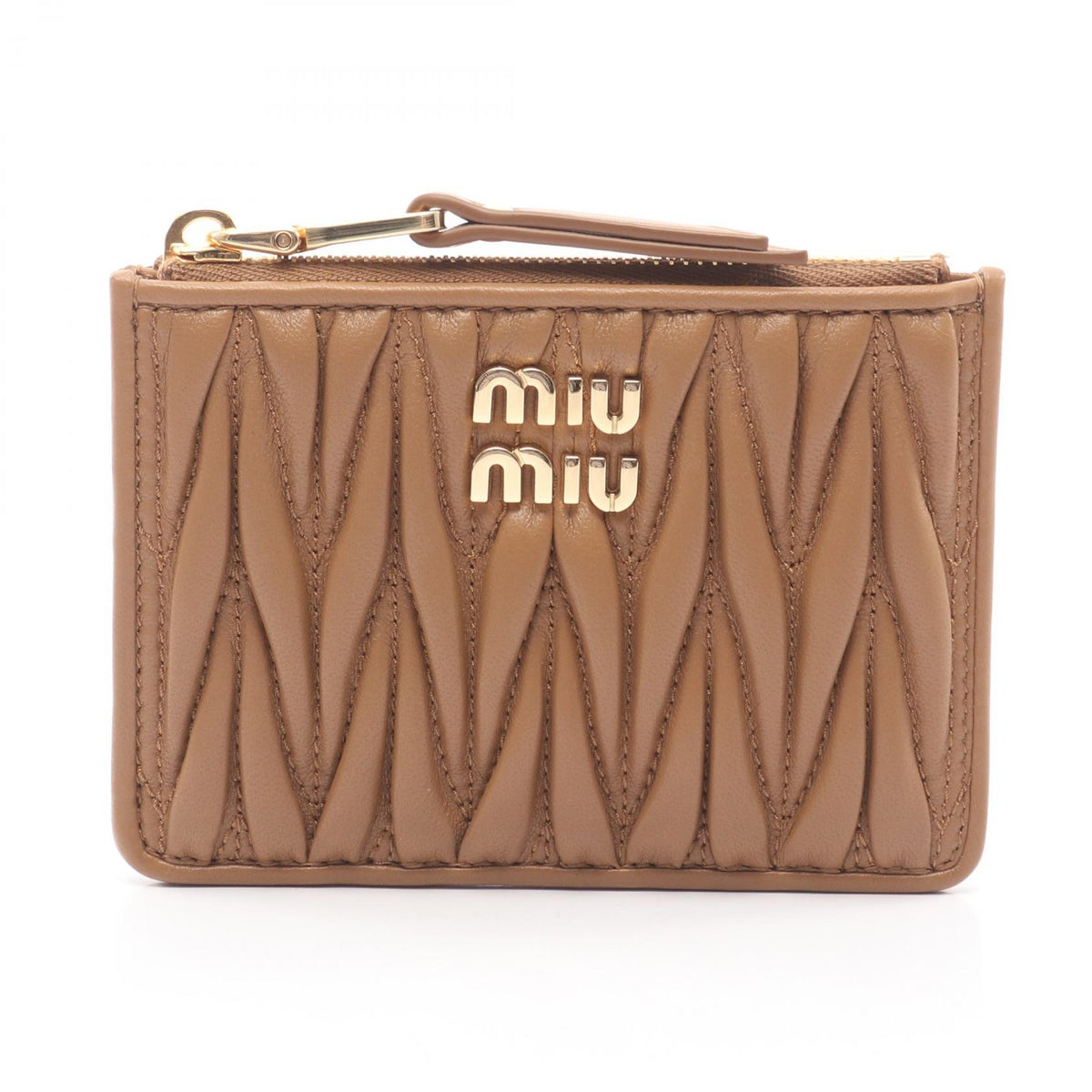 Miu Miu Matelasse Brown Leather Card Case
