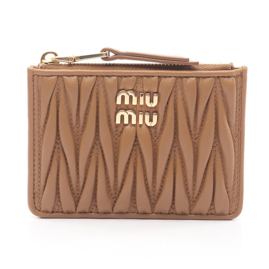 Miu Miu Matelasse Brown Leather Card Case