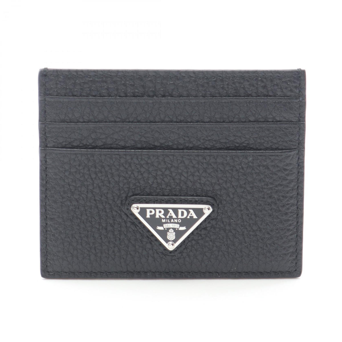 PRADA Vit. Daino Trian Leather Card Holder Black Card Case