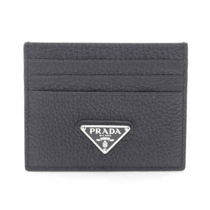 PRADA Vit. Daino Trian Leather Card Holder Black Card Case