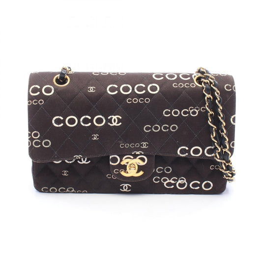 CHANEL Black Matelasse W Flap Shoulder Bag