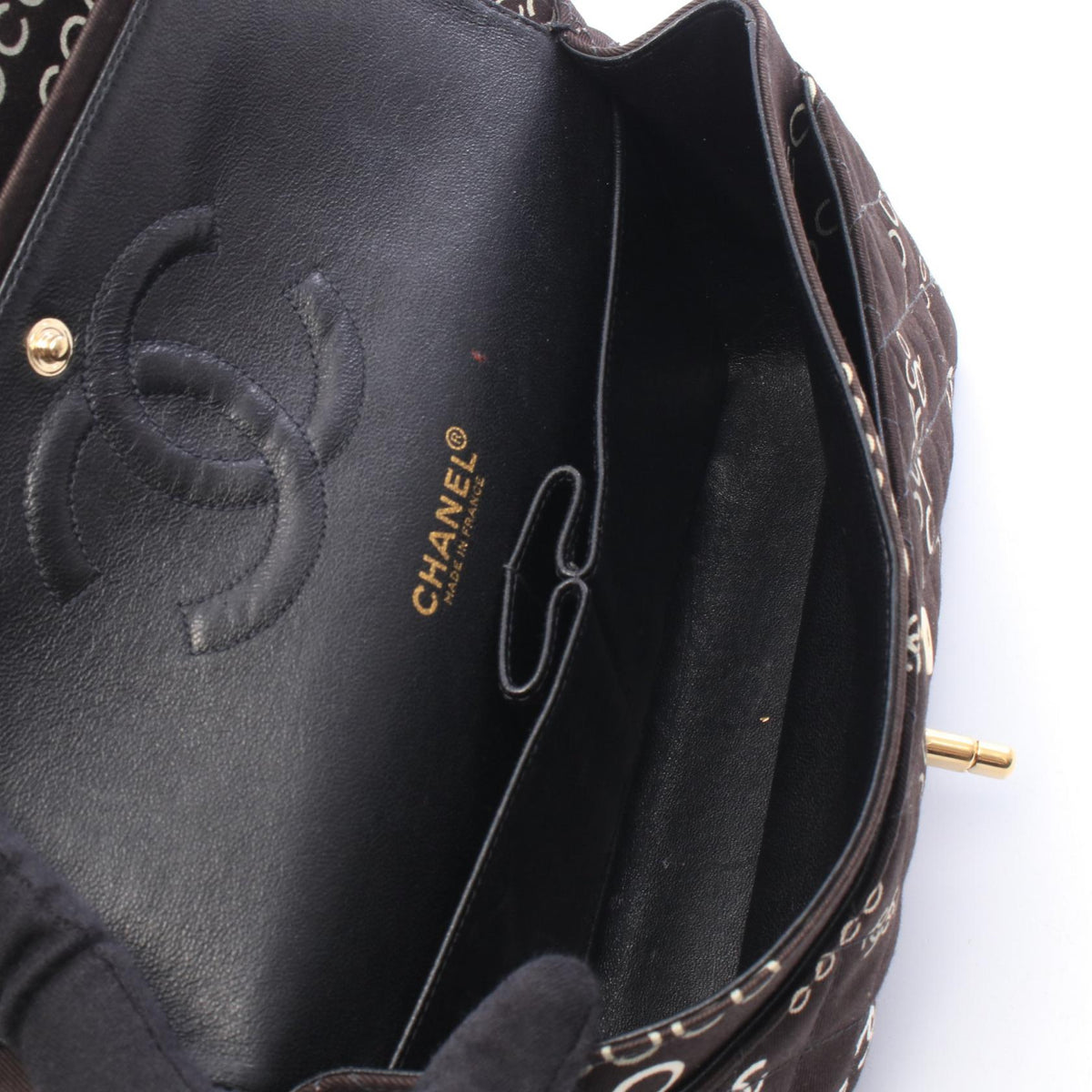 CHANEL Black Matelasse W Flap Shoulder Bag