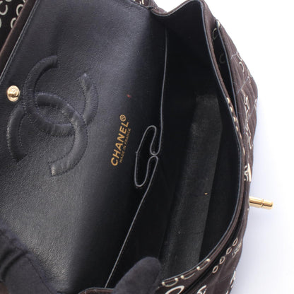 CHANEL Black Matelasse W Flap Shoulder Bag