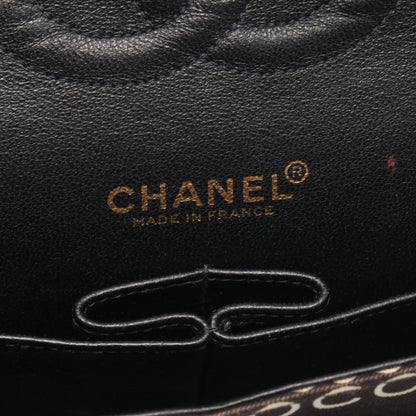 CHANEL Black Matelasse W Flap Shoulder Bag