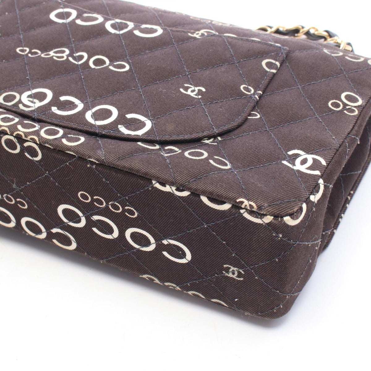 CHANEL Black Matelasse W Flap Shoulder Bag