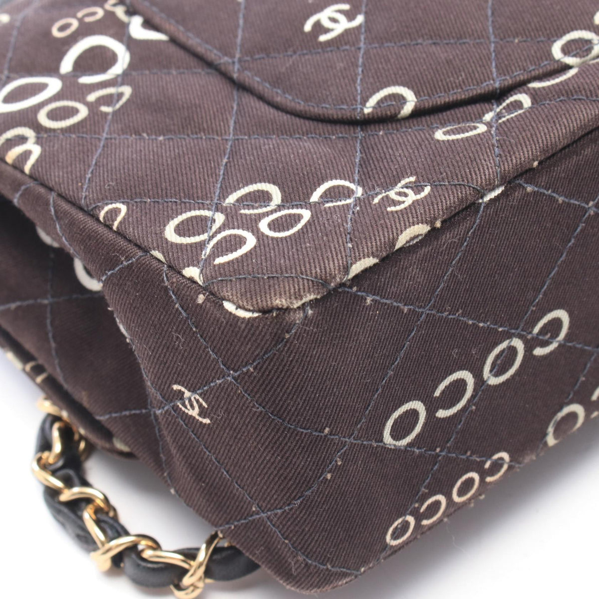 CHANEL Black Matelasse W Flap Shoulder Bag