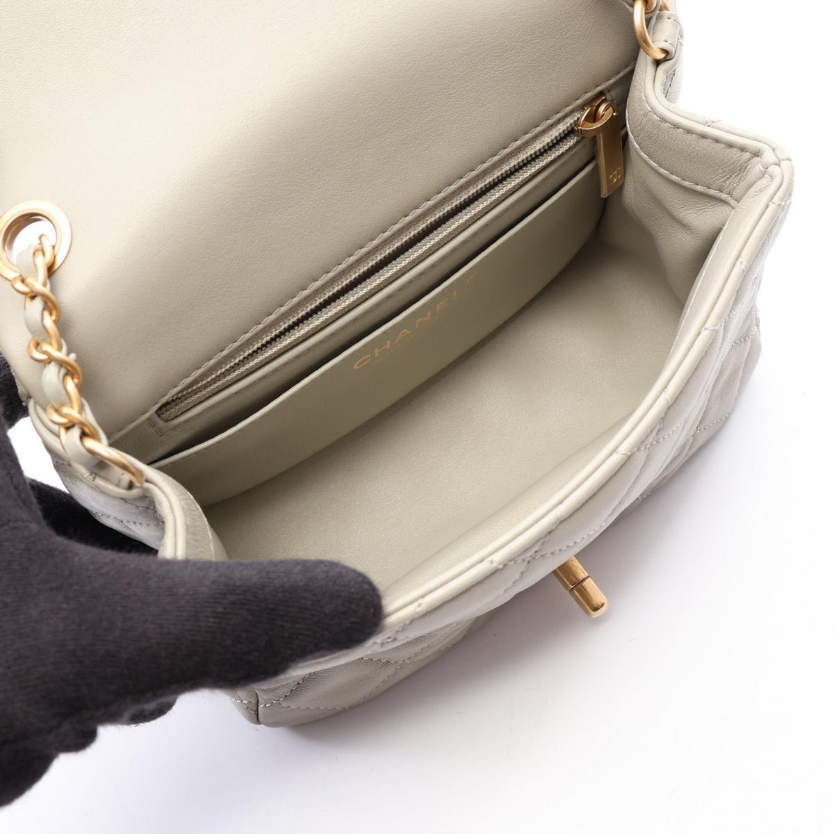 CHANEL Matelasse Lambskin Bag Gray