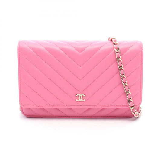 CHANEL Pink Chevron V-Stitch Shoulder Bag