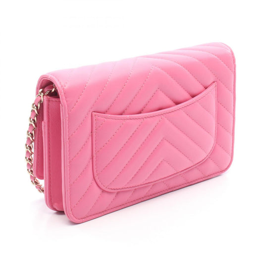 CHANEL Pink Chevron V-Stitch Shoulder Bag