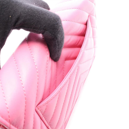 CHANEL Pink Chevron V-Stitch Shoulder Bag