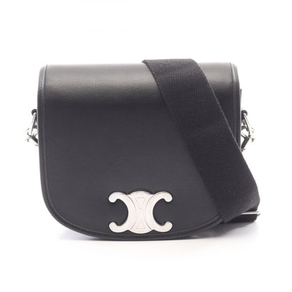 CELINE Besace Triomphe Leather Shoulder Bag Black