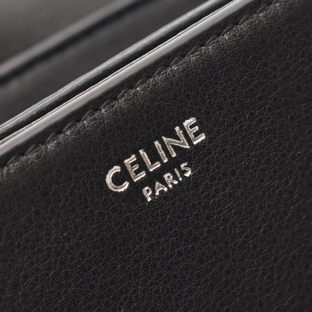 CELINE Besace Triomphe Leather Shoulder Bag Black