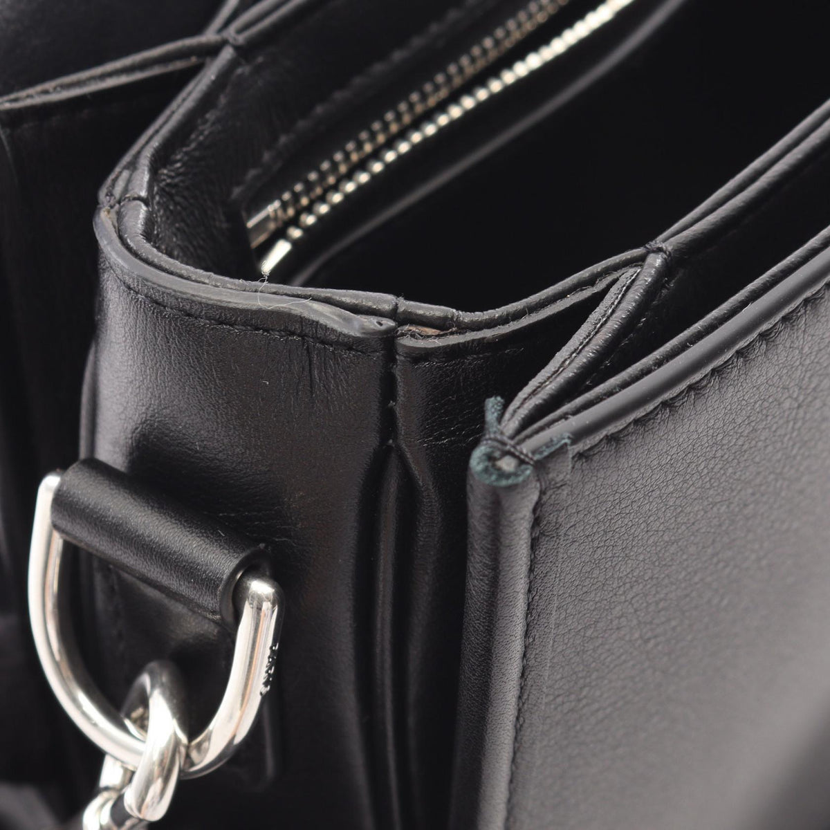 CELINE Besace Triomphe Leather Shoulder Bag Black