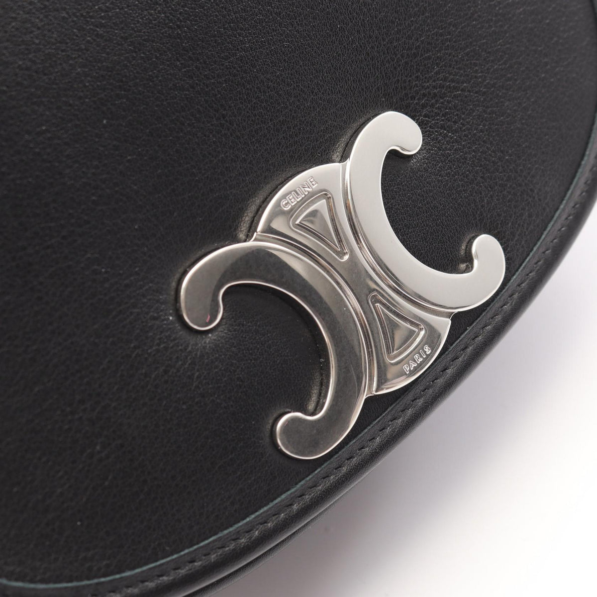 CELINE Besace Triomphe Leather Shoulder Bag Black