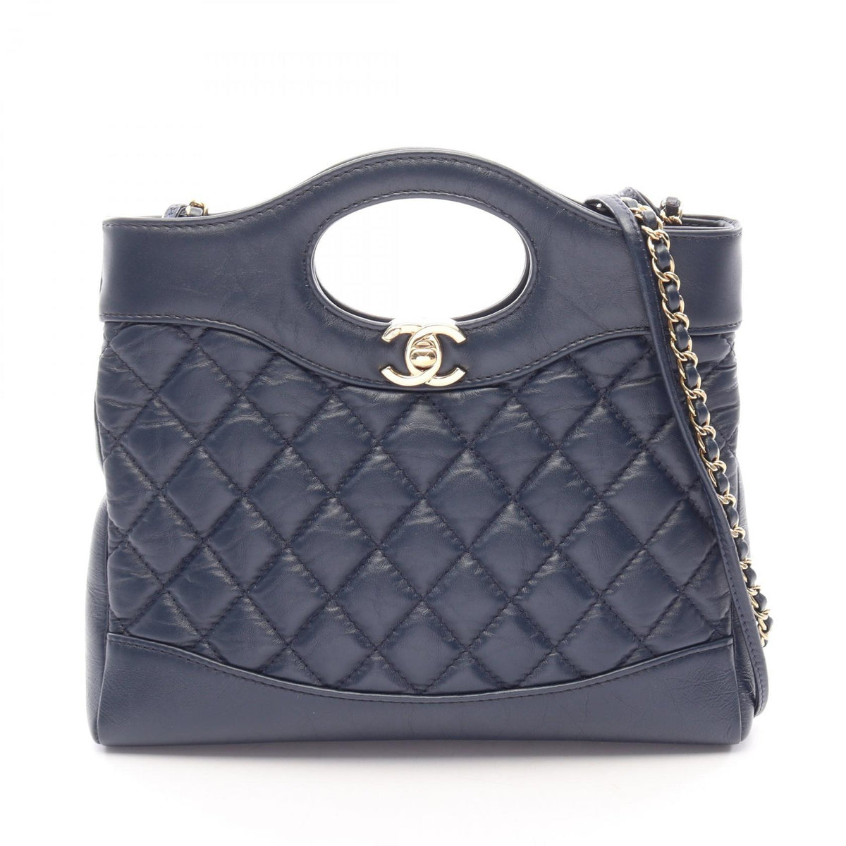 CHANEL 31 2WAY Leather Shoulder Navy Blue Shoulder Bag
