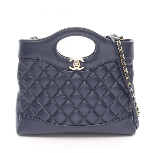 CHANEL 31 2WAY Leather Shoulder Navy Blue Shoulder Bag