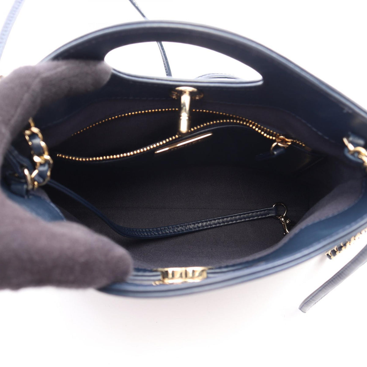 CHANEL 31 2WAY Leather Shoulder Navy Blue Shoulder Bag
