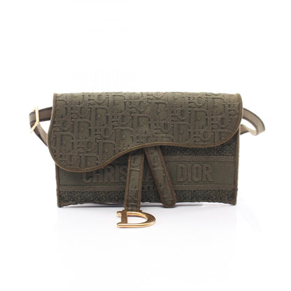 Dior Oblique Saddle Slim Leather Bag Green