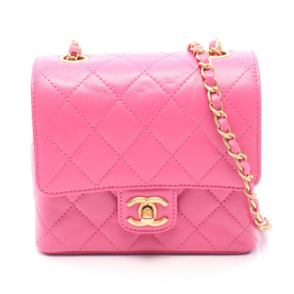 CHANEL Matelasse Mini Flap Chain Bag Pink